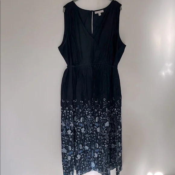 NWOT Woman Within Navy Blue Floral Dress - Picture 1 of 8